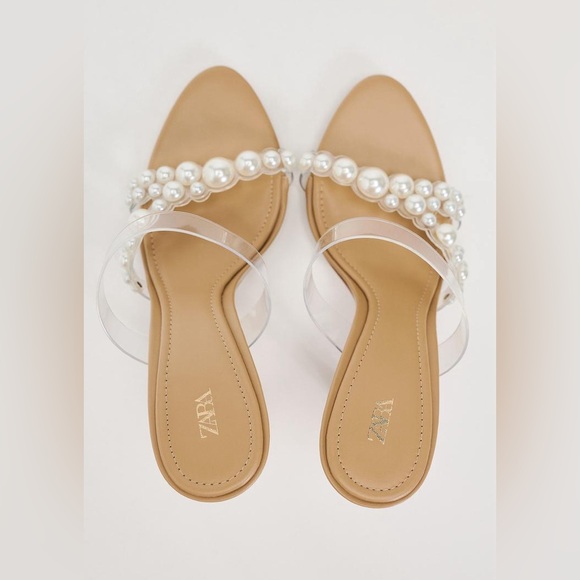 ZARA HEELED VINYL SANDALS WITH FAUX PEARLS - Picture 6 of 10
